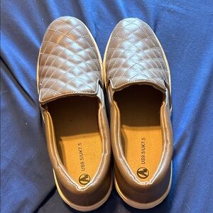 Brown Quilted Women's Loafers